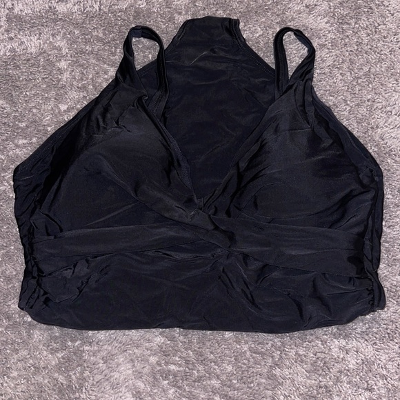 Black ruched bathing suit with gold detail on back - Picture 2 of 3
